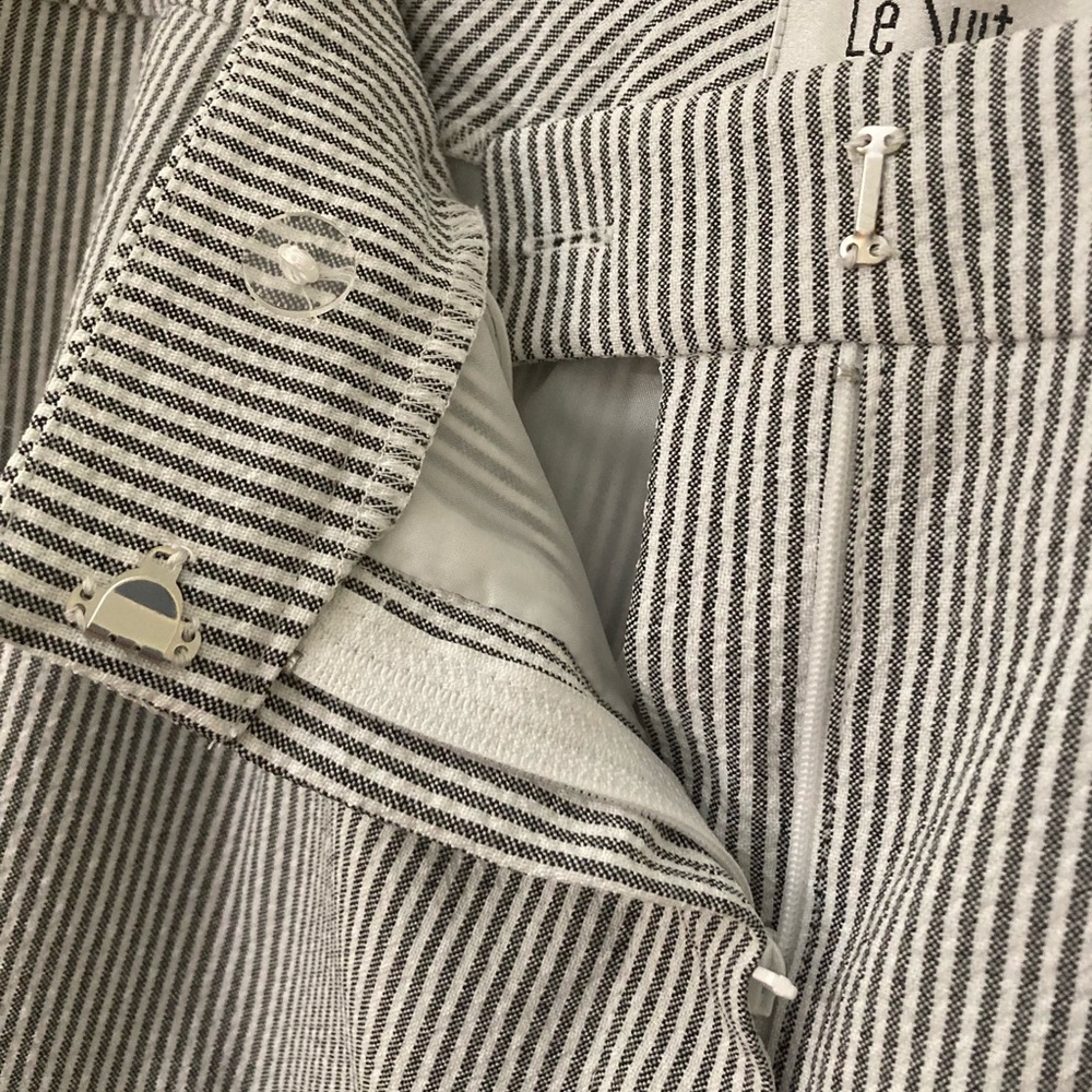 NWT  Le Suit Petite Striped Ruched-Sleeve Fully Lined One-Button Pantsuit - Picture 6 of 9